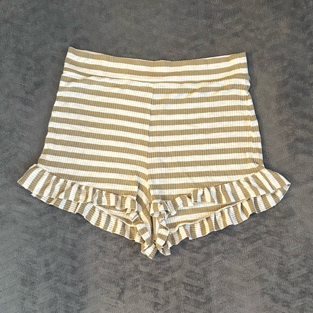 AERIE Striped Ruffle Shorts